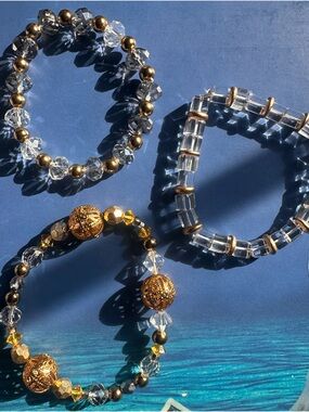 Gold and clear bracelet trio